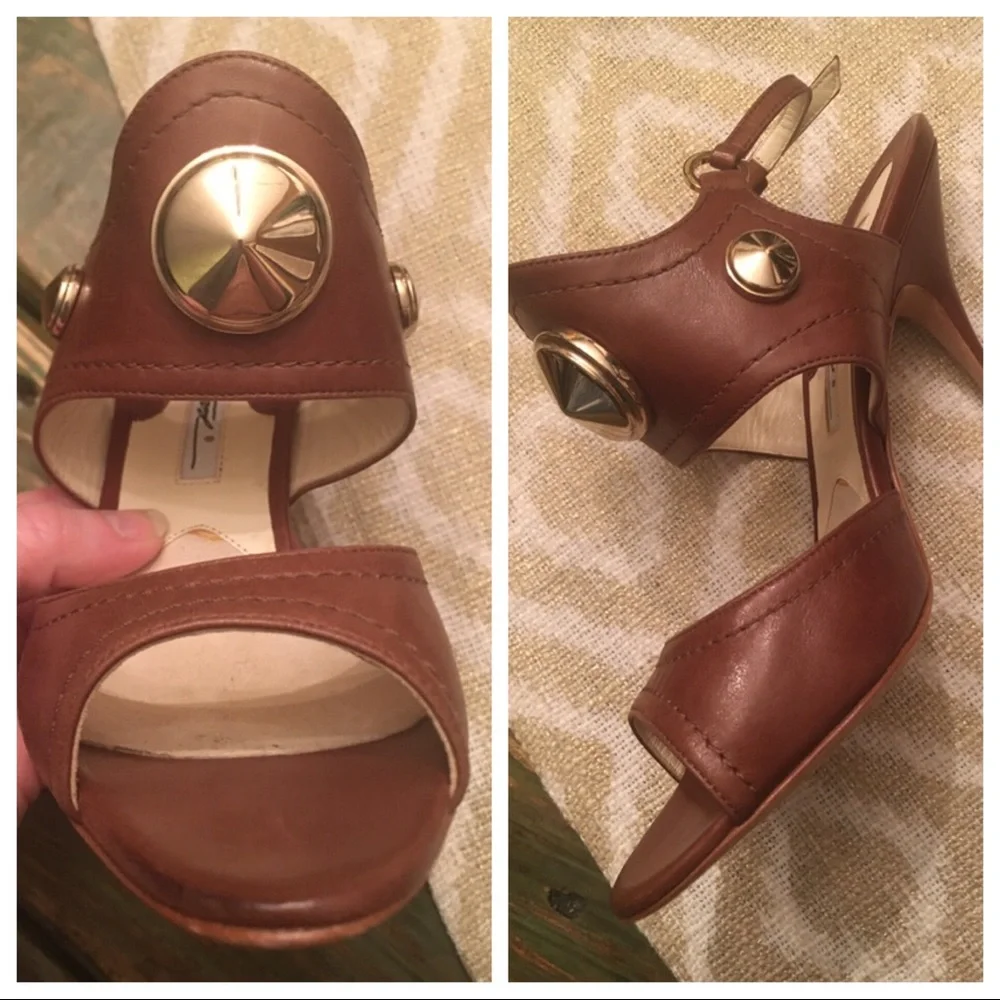 Brian Atwood Gold Studded Heels